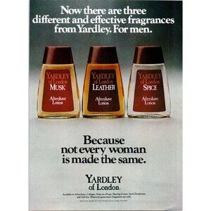 1981 Yardley of London Aftershave Musk Leather Spice Vintage Print Ad Wall Art